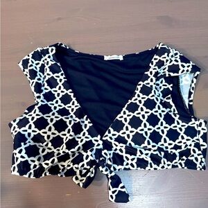 Marina West Swim Top One-Piece in Navy and white